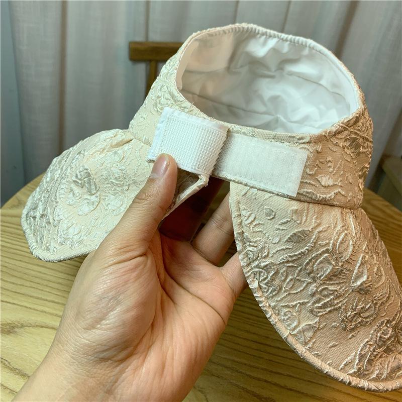 New black vinyl open-top sun protection hat for women, summer thin UV protection large brim sun hat, trendy fisherman hat