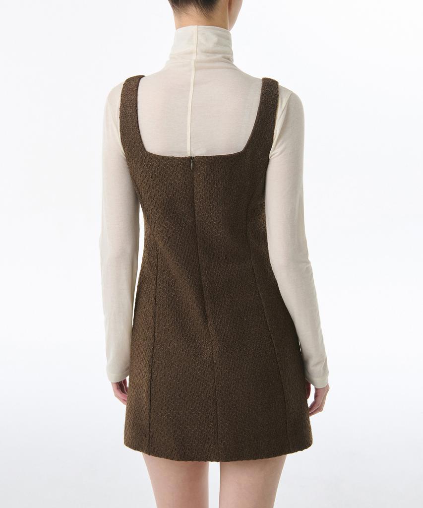 Musinsa Standard Woman Women'S Square Neck Tweed Mini Dress [Brown]