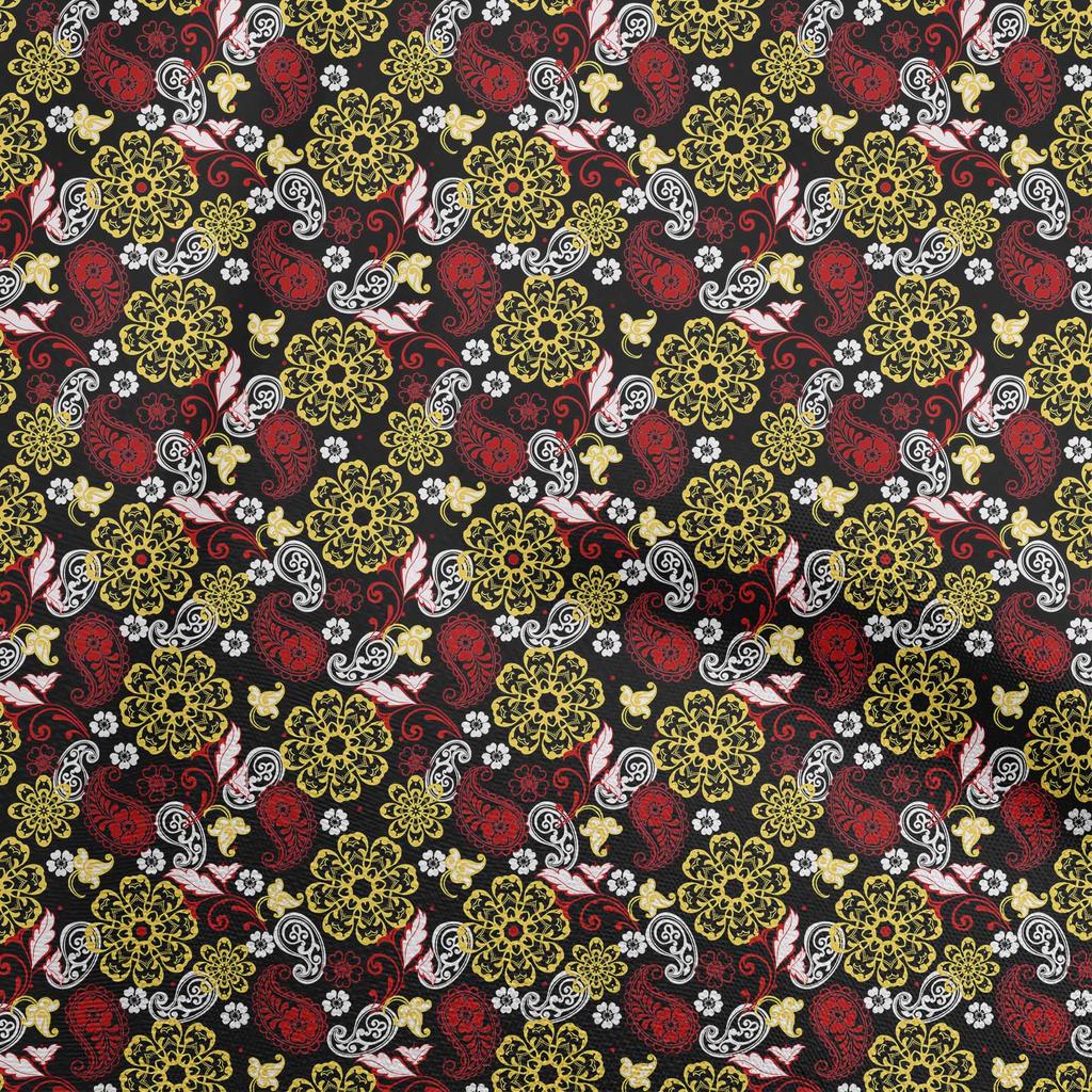 oneOone Cotton Flex Dark Brown Fabric Paisleys Craft Projects Decor Fabric Printed By The Yard 40 Inch
