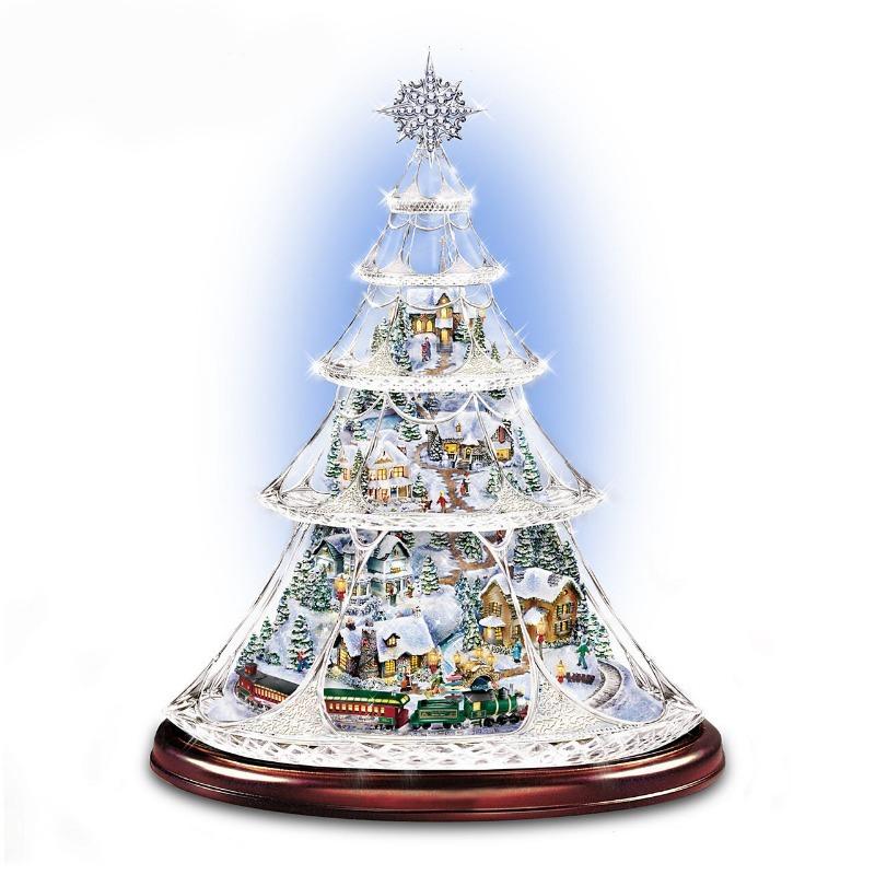 Christmas Tree Rotating Sculpture Train Decoration Window Stickers Christmas Decorations Winter Home Furnishings