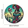 Sugar Skull Metal Wall Decor Round Sign Easy Hang Art Home Kitchen Garden Bedroom