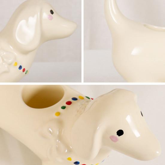 Toothbrush Holder Dachshund Shape Ceramic Multi-Slot Design Waterproof Bathroom Organizer Non-Slip Stable Base Manual Toothbrush