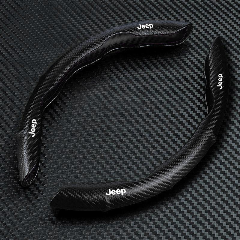 2pcs Carbon Fiber Non-Slip Steering Wheel Cover Car Accessories For Jeep Grand Cherokee Xj Wk2 Wj Wrangler Jl Compass Commander