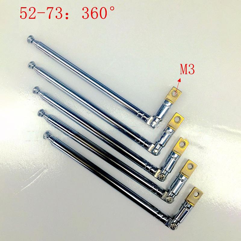1Pc 52-73 5-sekční teleskopická nerezová ocel Full-kanálové Am FM rádio Univerzální otočná anténa