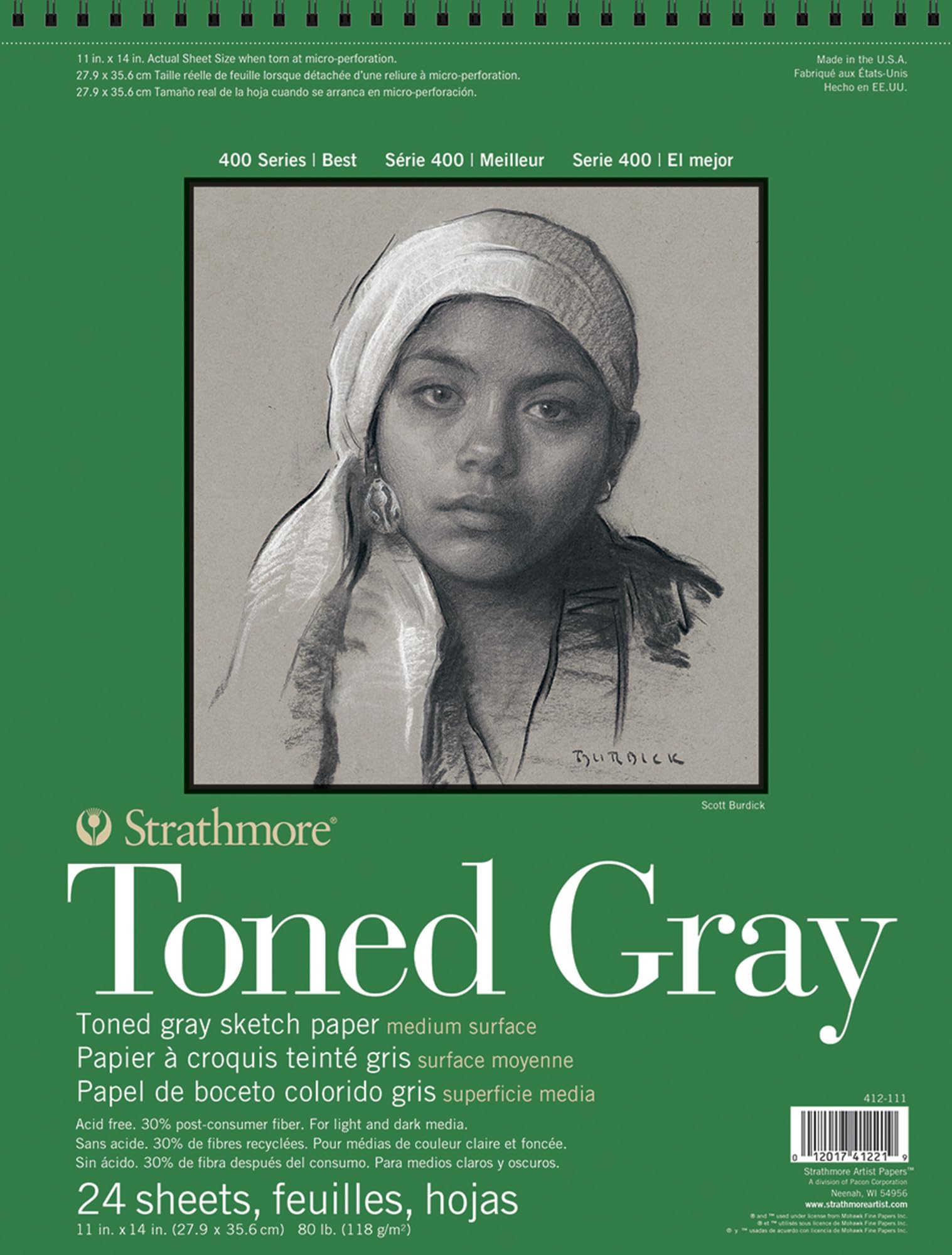 

Strathmore Toned Sketch Paper Pad 28cm x 36cm Gray 24 Sheets -36kg