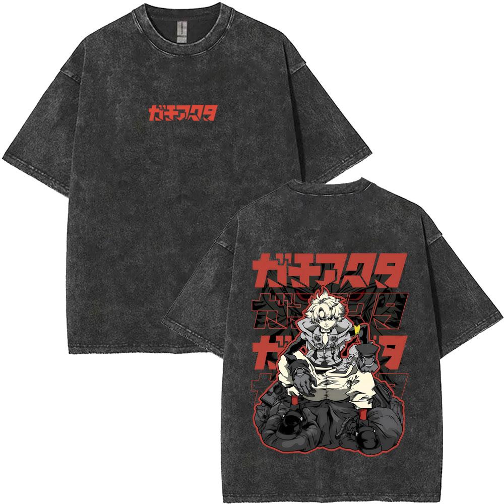 Anime Gachiakuta Riyo Vintage Washed T Shirts Men Women Manga Retro Oversized Short Sleeve Tshirt Male Fashion Trend Streetwear
