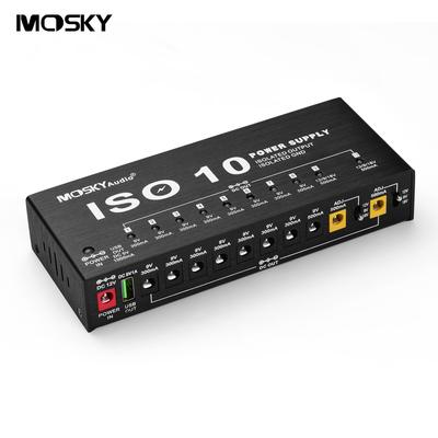 MOSKY ISO-10 Stazione di alimentazione per effetti per chitarra portatile 10 uscite CC isolate e un'uscita USB da 5 V