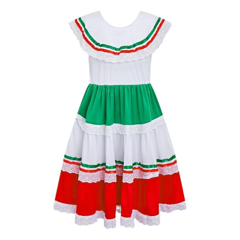 

Костюм для девочек мексиканский экзотический этнический фестивальный карнавальный для вечеринки на Хэллоуин косплей-платье 150cm белый