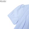 ZANZEA Women Summer Casual Round Neck Short Sleeve Dress