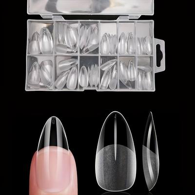 60/150/300Pcs Full Cover Press On Nail Tips Stiletto Almond Square Coffin French False Fake Soak Off Gel Nail Extension Tips Capsule