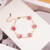 Bracciale Trendy Fortunato a Doppia Faccia Quadrifoglio in Madreperla - Stile Europeo & Americano in Acciaio al Titanio