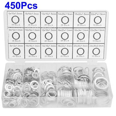 450-teiliges Aluminium-Dichtungsring-Set: Hochtemperaturbeständig, Federscheibe, M6-M24.