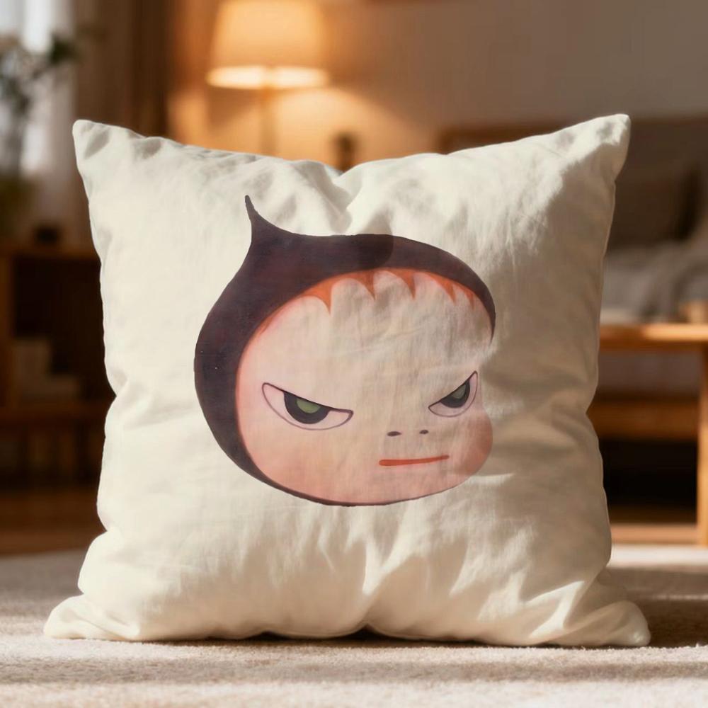 Fashion Y-YYoshitomo Nara Cushion Cover Soft Washable Pillow Case Multi-Scene for Couch Bed Travel Office Use