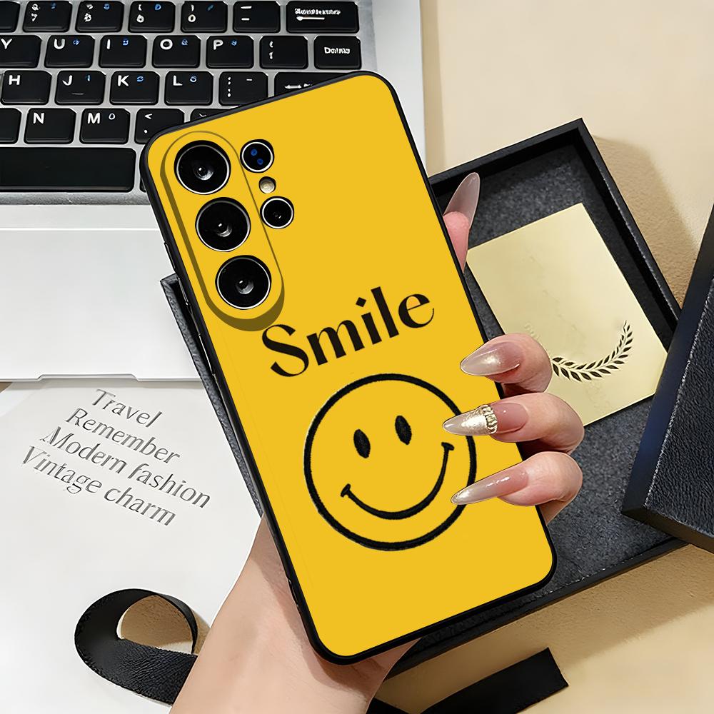 Anime Smile Phone Case For Samsung S26 S25 S24 FE S23 S22 S21 Plus S20 Ultra Note20Ultra Black Soft Shell