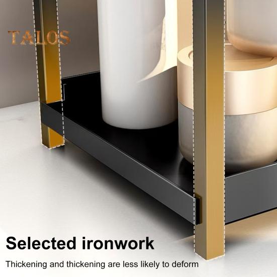 Countertop Storage Rack Double Layers Heavy Duty Metal Home Office Living Room Kitchen Bathroom Cosmetics Organizer Holder