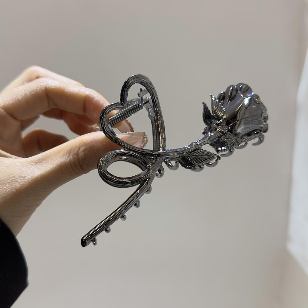 VANIKA Woman New Large Metal Rose Floral Hair Claw Crab Ladies Fashion Ponytail Clip Girls Hair Clips Headwear Hair Accessories