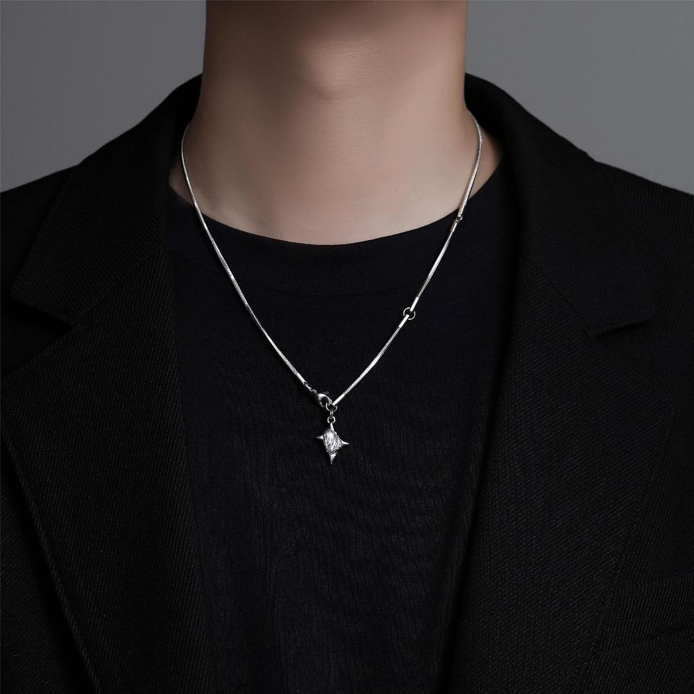 Zinc Zinc Alloy Men Necklace Double Ring Shape Cross Pendant Cross Starlight Necklaces  Party Gift