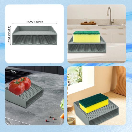 Sponge Holder Double-Layer Sponge Stand No-drill Quick Drying Sponge Rack Sink Organization Sponge Caddy for Kitchen Countertop Bathroom