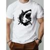European Sizes Printed Trendy Men's Short-sleeve T-shirt, Featuring a Popular European and American Shark Pattern Design