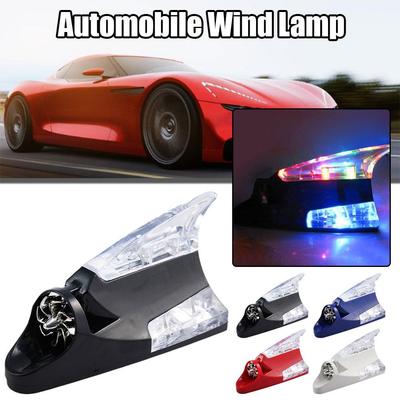 Wind Powered Car LED Shark Fin Antenna, Warning Flashing Light & Daytime Running Lamp With Rotation For Auto Decorative Sty F9I5