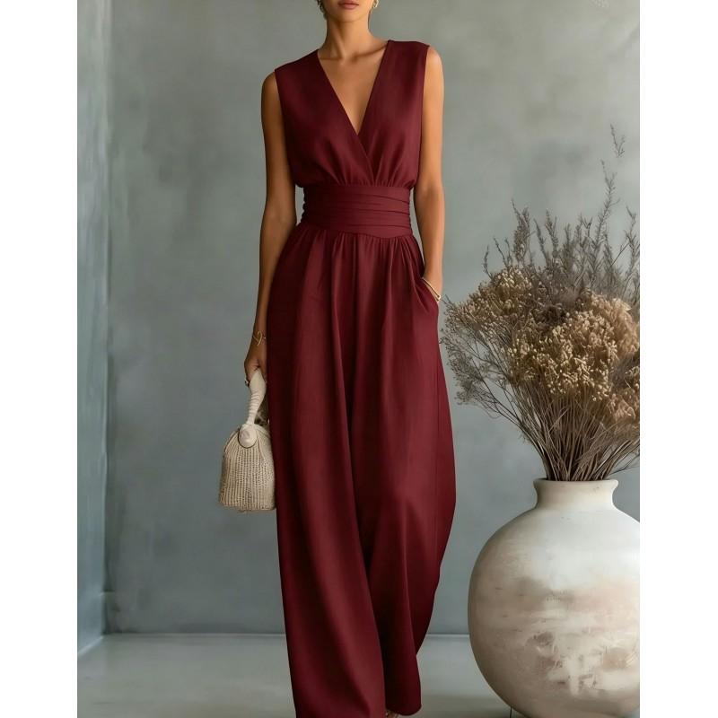 2026 Bohemian Wide-Leg Jumpsuit With Waist-Cinching Fit Functional Pockets - Collection