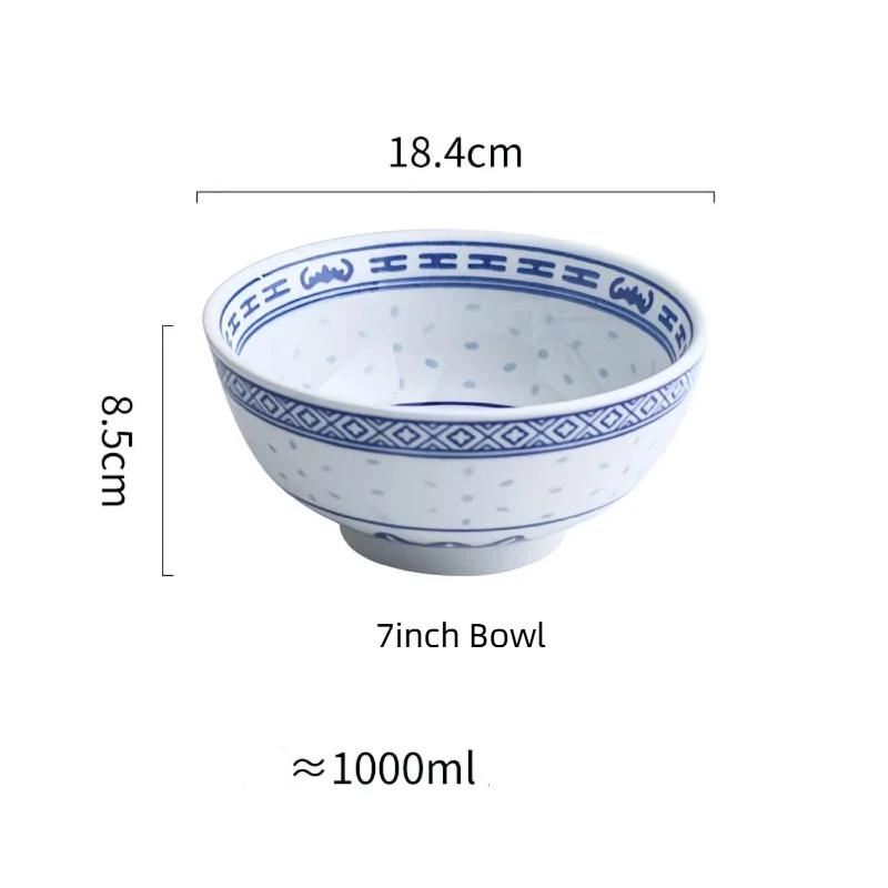 

Набор пиал с драконами из сине-белого фарфора – Керамические тарелки для риса и супа с лапшой, подглазурная роспись 7inch Bowl