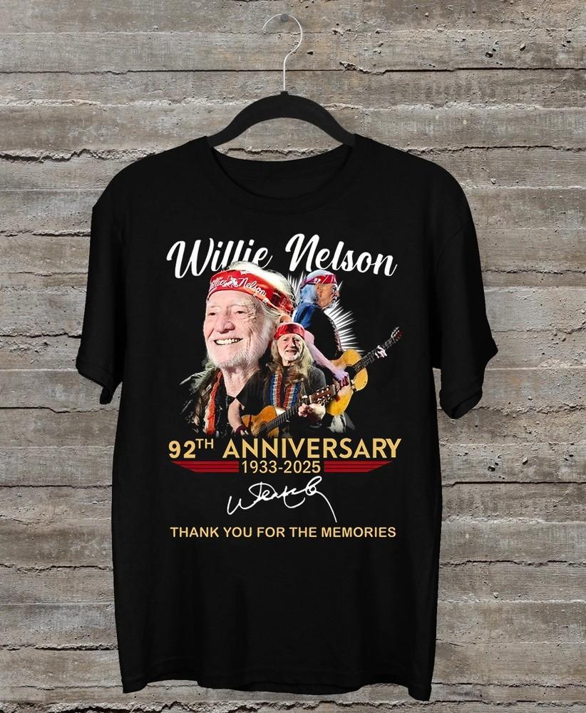 HOT Willie Nelson 92th Anniversary 1933 –2025 thank you for the memories Shirt Unisex T-Shirt