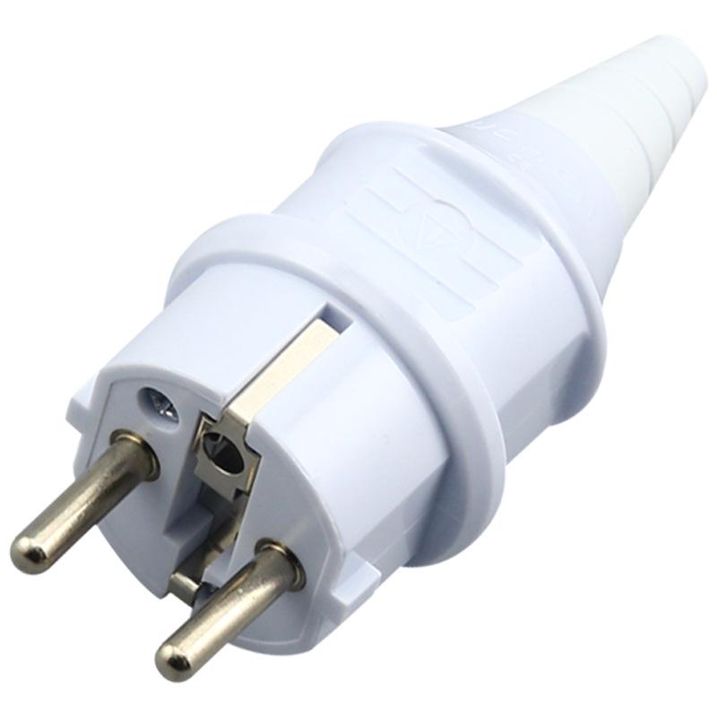 Black & White French/German Standard Detachable Elbow Power Plug with Wiring Assembly