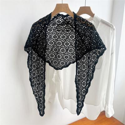 Fake Collar Knitted Triangle Scarf Ethnic Style White Hollow Out Lace Shawl Korean Style Cloak Crochet Flower Scarves Summer