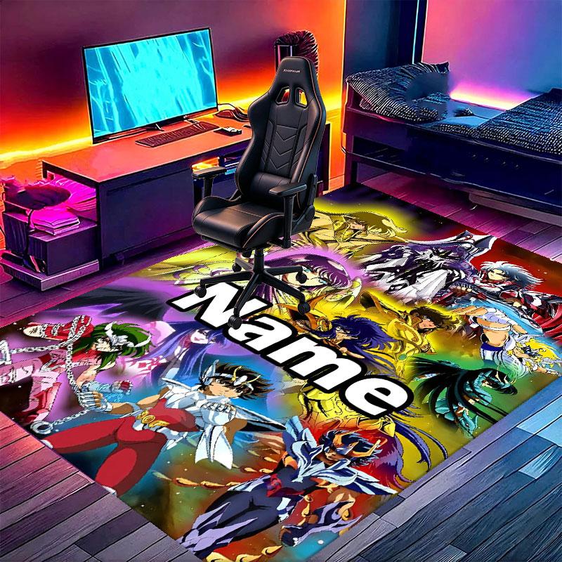 Custom Name Personalized Saint Seiya Print Carpet, Versatile Home Decor Rug, for Playroom, Apartment, Balcony, Entryway, Hallway Gift