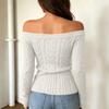 Women's Casual Off-Shoulder Cable Knit Long Sleeve Sweater
