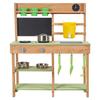 Mud Kitchen, Outdoor Mud Kitchen for Kids, Wood Outdoor Play Kitchens with Stoves, Tank, Sink, Planting Shovels, Spatulas, Box, Cookware Pots and