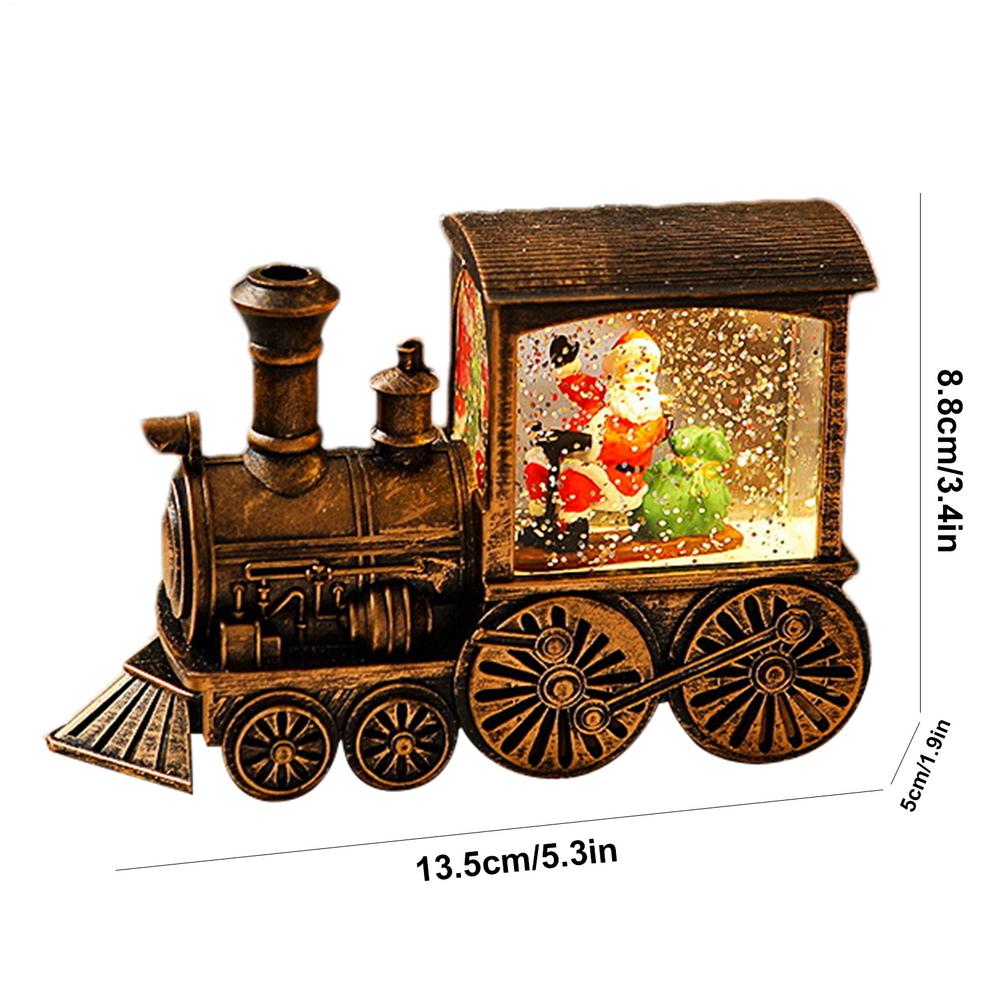 Christmas Snow Globes Lantern Retro Christmas Lanterns LED Glittering Ornaments Small Train Figurines Santa Claus Snowman