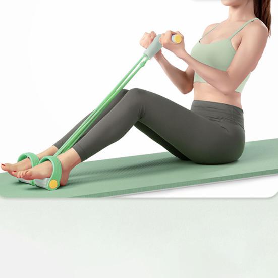 Extensor de gleznă cu pedale cu 6 tuburi, bandă de rezistență Figura 8, elastic pentru yoga, coardă de tragere pentru abdomene cu mâner, bărbați femei, tensioner cu pedale, aparat de exerciții, echipament de antrenament