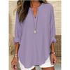 2026 New Women's Casual Simple Long-Sleeve V-Neck Solid Color Loose Top