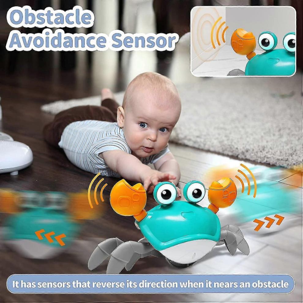 Baby Musical Toy - Crawling Crab compatible with Toddlers 1-3, Sensory Interactive Tummy Time Toy with Music Sounds & Lights