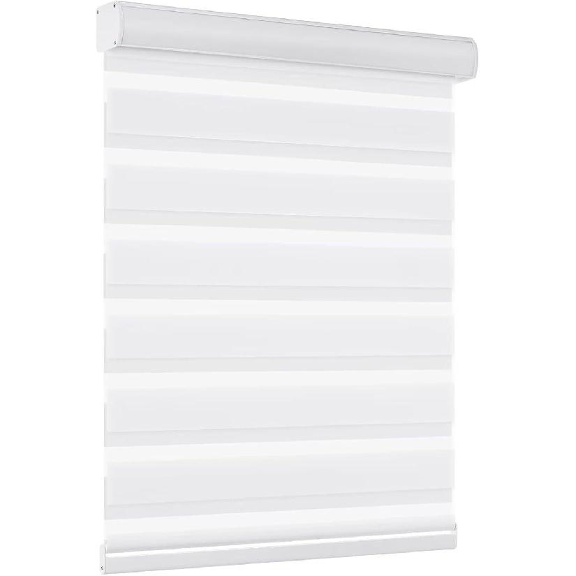 Color-Matched Custom Cordless Zebra Blinds, Light Control for Day and Night, Privacy Light Filtering Dual Layer Window Shade, Energy-Saving Cordless