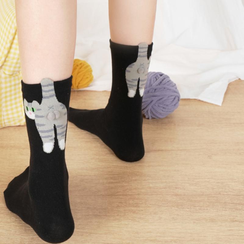10 Pairs Gifts for Cat Lovers Funny Cartoon Cat Socks Breathable Comfortable Women's Cotton Socks
