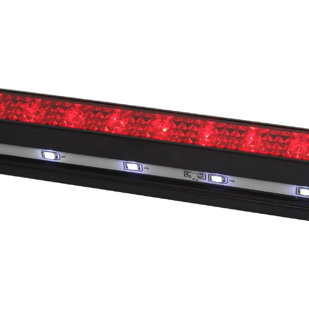 Universal Motorcycle Aluminum License Plate Frame w/LED Light Brake Tail Light, 7"×4"(OD) (Black-Red)