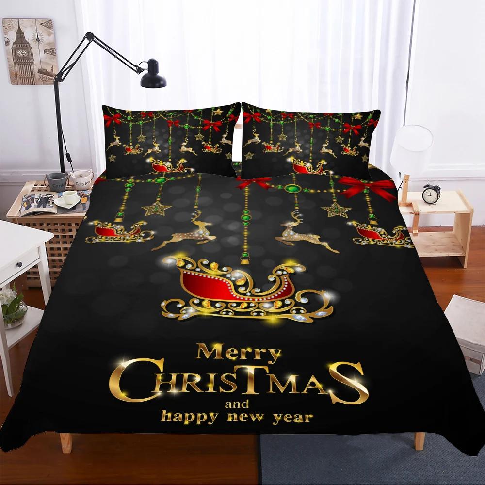 Comforter Deer Christmas Beddings Super Comforter Bedding Sets Reactive Print Cartoon Bed Set 2/3Pcs Bedsets