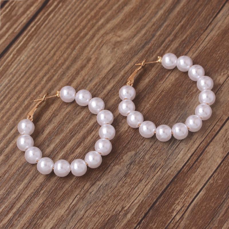 White Imitation Pearls Round Hoop Earrings Fashion Women Elegant Trend Korean Earring Brincos Jewelry korean Fashion