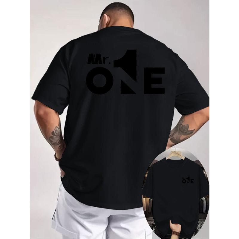 

European Size Mr. ONE Double-Sided Print Men s T-Shirt, Trendy and Unique Design, Versatile Loose-Fit Top for Fashion Enthusiasts S чёрный