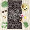Boho Mandala Beach Towel Microfiber Oversized Lightweight Beach Towel Sandproof Quick Dry Black Flower Towels Swim Pool Beach