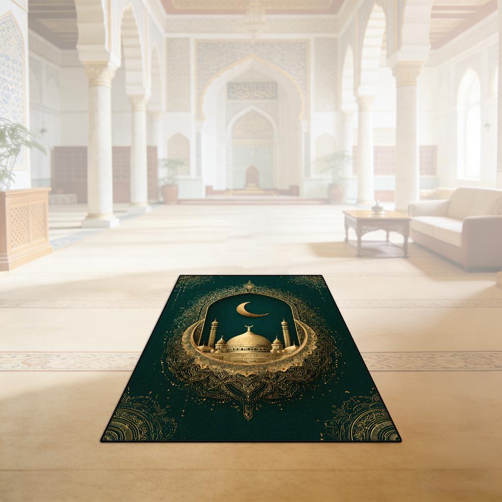Islamic Ramadan Portable Fluffy Musalla Prayer Mat Easy Clean Lightweight Salah Mat Resilient Short Velvet Mosque Worship Mat