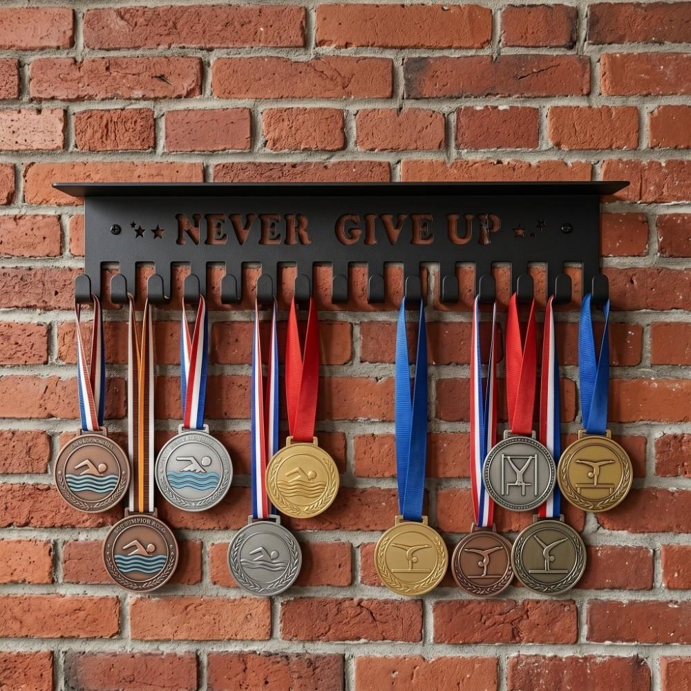 Iron Metal Medal Holder 11.81*3.15*2.56in Sports Medal Organizer Medal Display Rack Gym