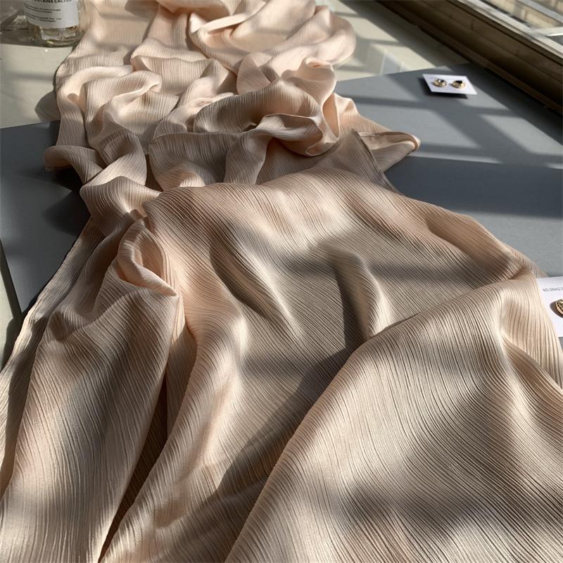 Crinkle Satin Chiffon Hijab for Muslim Women Mini Crepe Plain Shawl Wrinkle Solid Long Turban Islam Headscarf