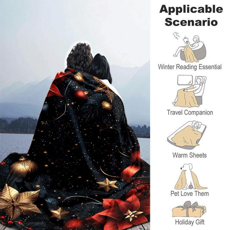 1pc Christmas Printing Lightweight Flannel Blanket, Comfortable and Warm Blanket, for Camping Sofa Bed and Couch Office, Suitable for Gift Bl