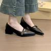 Fashion 2025 New Camellia French Vintage Pointy Toe Shallow Mouth Single Shoes Women Small Leather Shoes