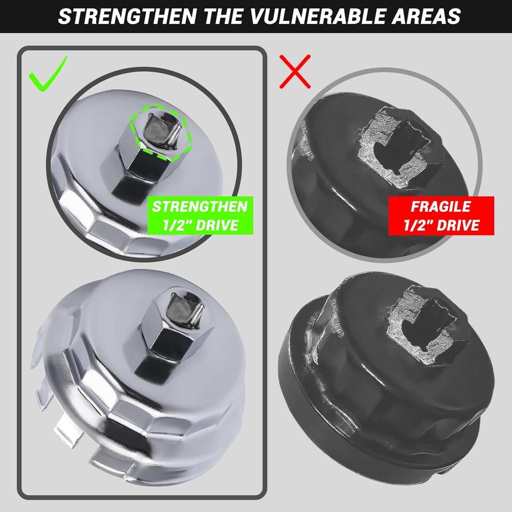 Filter Cap Wrench 64.5mm Filter Wrench for Toyota Corolla Prius Lexus 3/8