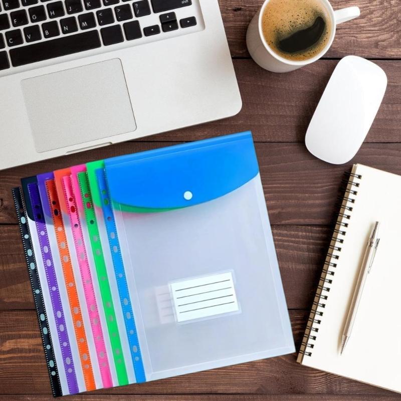 12 Stück A4 Aktenhüllen Klare Dokumententasche Dokumentenmappen mit 11 Löchern Papieraufbewahrungstasche Aktentasche Schulbürobedarf